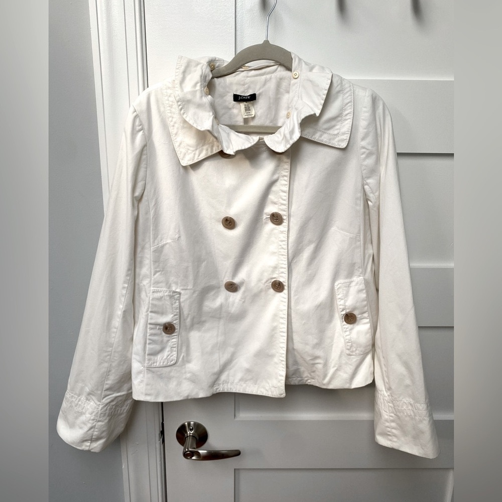 J. Crew White Ruffled Collar Jacket - image 1